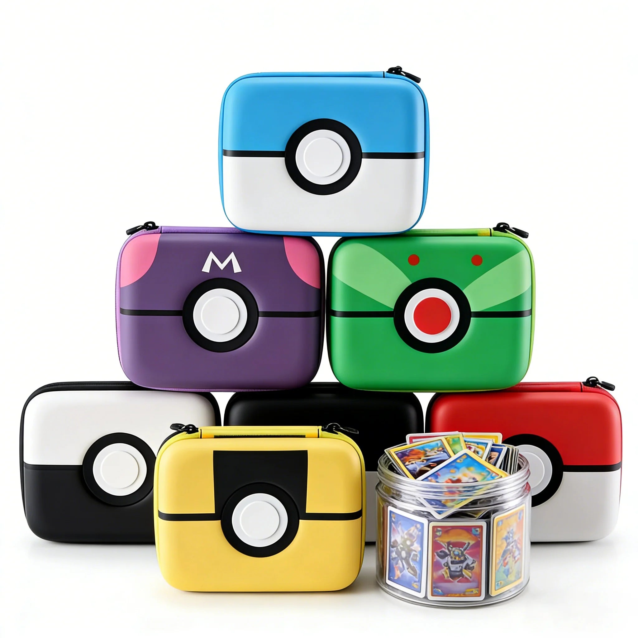 Pokemon Ball Card Storage Box – Hard Shell | 400+ Cards | Carrying Case – Multiple Colors