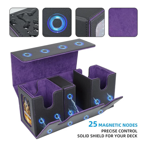 3-in-1 Commander Deck Box – 220+ Cards | 4 Dividers | Anti-Slip Base – Multiple Colors