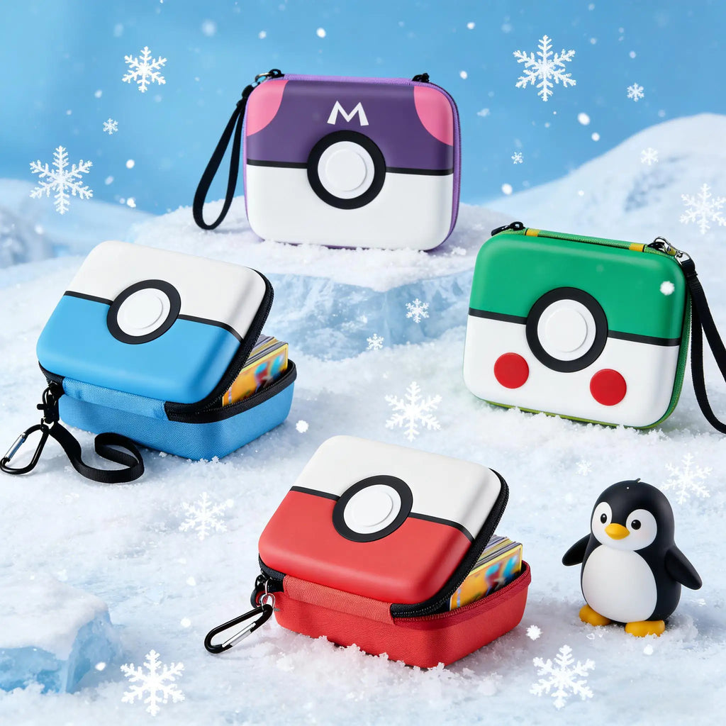 Pokemon Ball Card Storage Box – Hard Shell | 400+ Cards | Carrying Case – Multiple Colors