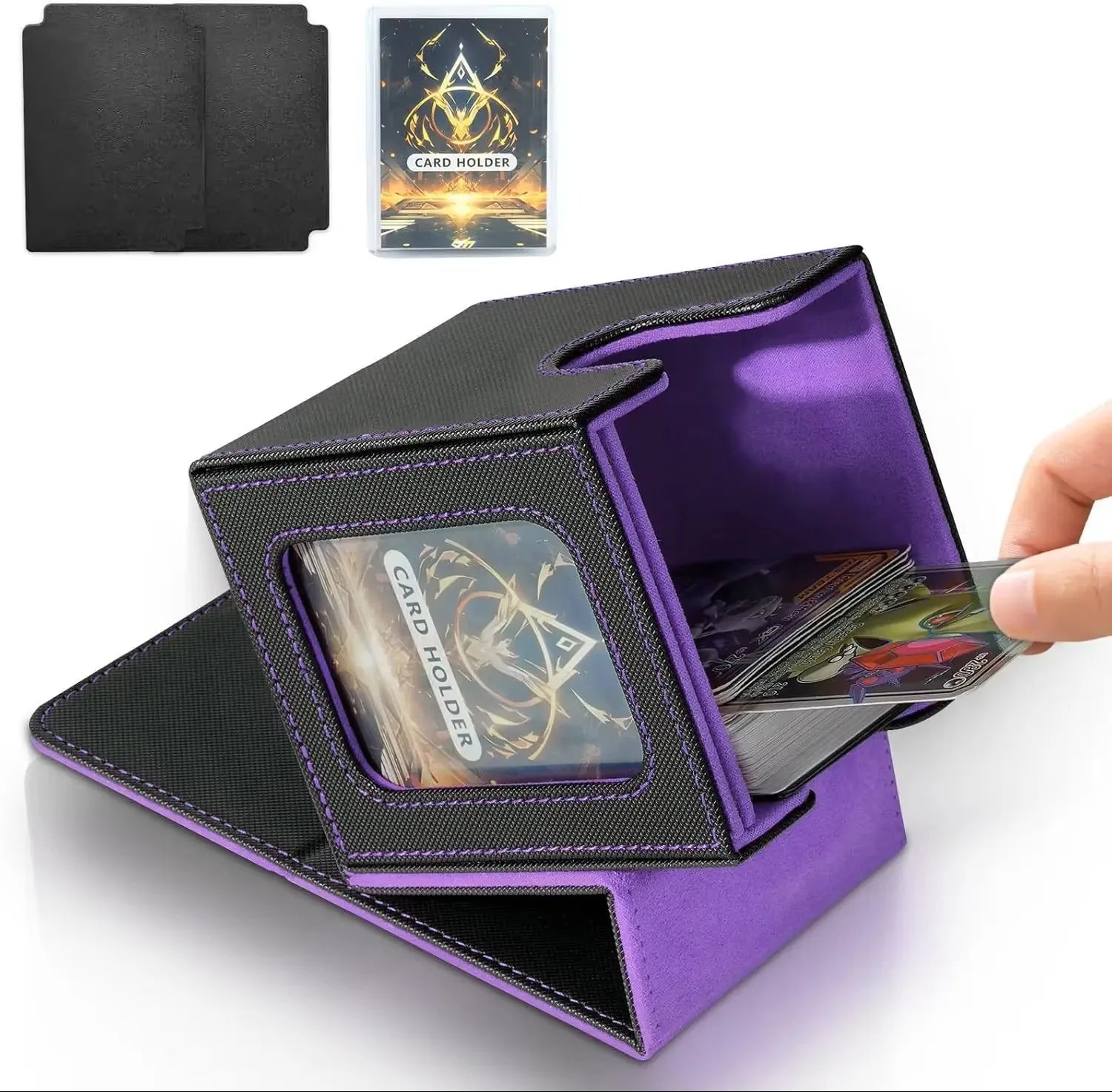 TCG Deck Box 100+ | Magnetic Closure & Window | PU Leather – Multiple Colors
