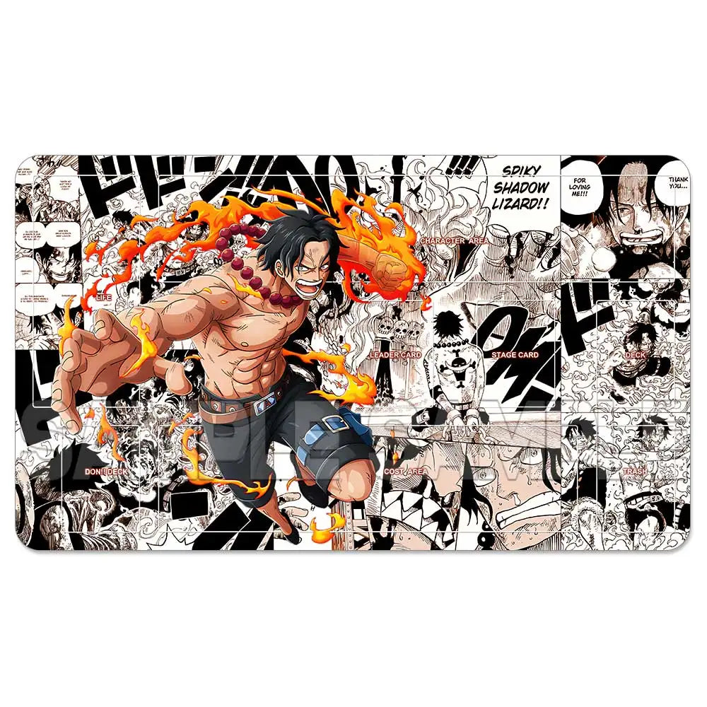 One Piece TCG Playmat – Manga Panel Design | Luffy, Zoro, Ace, Law & more (600×350mm)