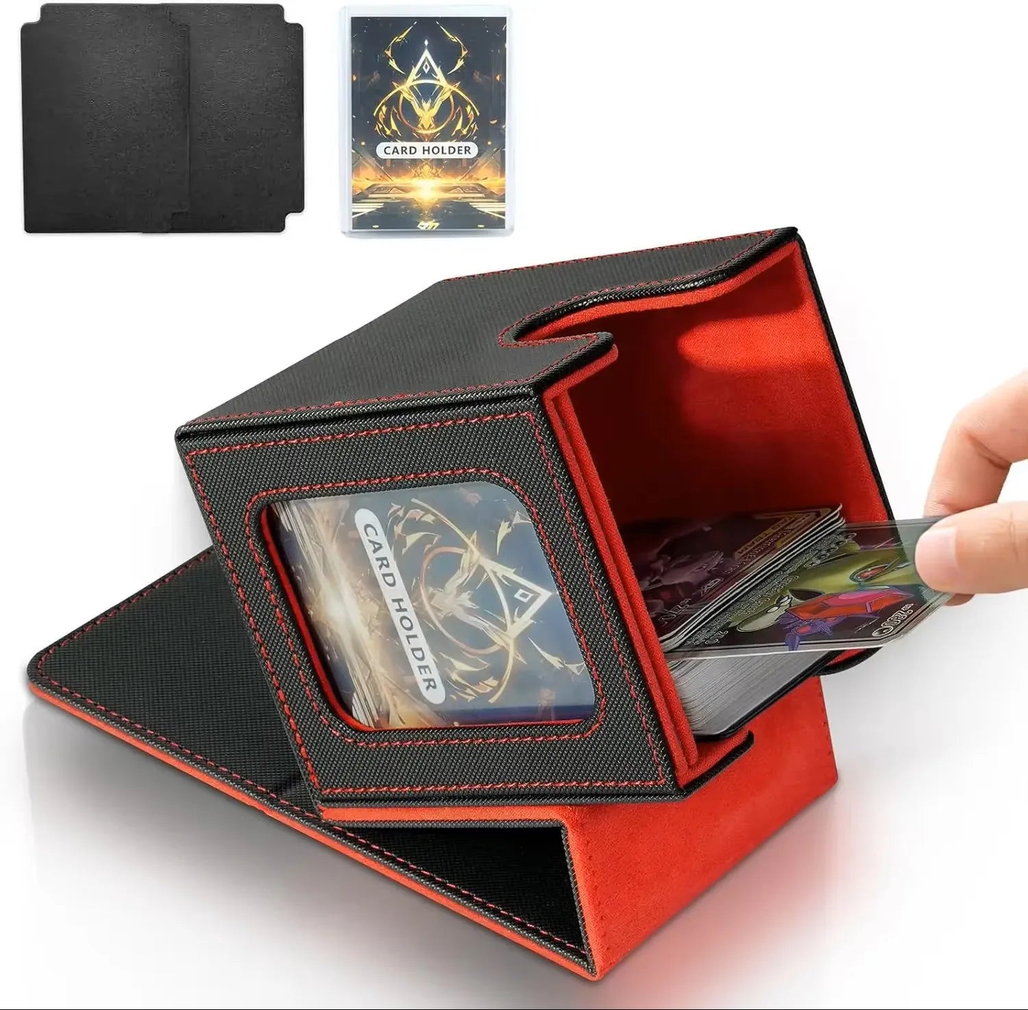 TCG Deck Box 100+ | Magnetic Closure & Window | PU Leather – Multiple Colors