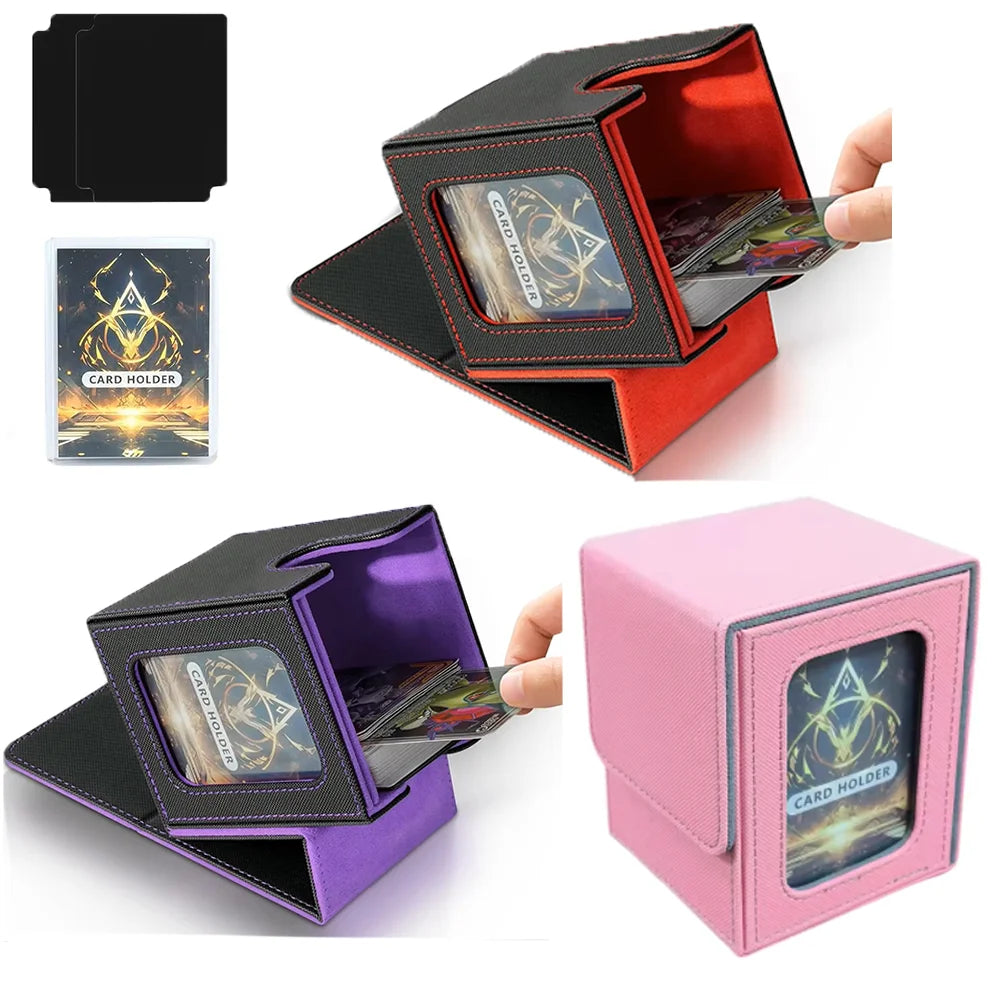 TCG Deck Box 100+ | Magnetic Closure & Window | PU Leather – Multiple Colors